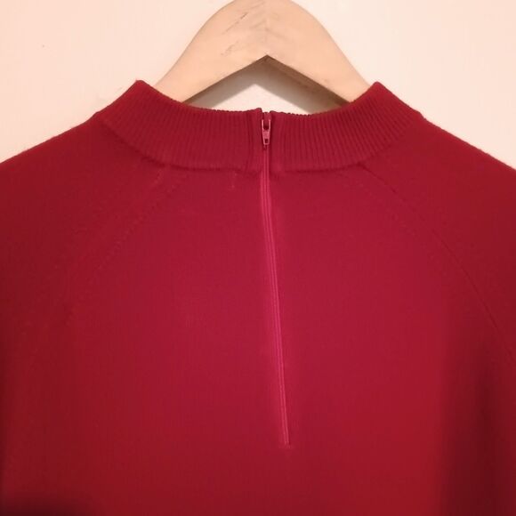 Hampshire Studio Mock Neck Sweater-Petite XL-Zip Back-Red-Classic-Minimal - Picture 5 of 7